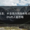 突发信息：半全场冷热分布有点怪，90%的人会忽略