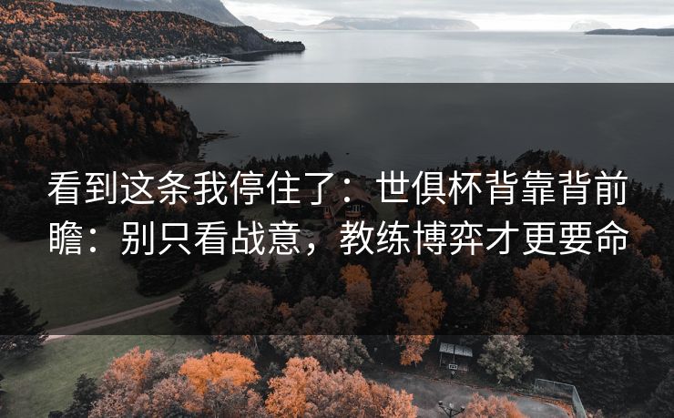 看到这条我停住了：世俱杯背靠背前瞻：别只看战意，教练博弈才更要命