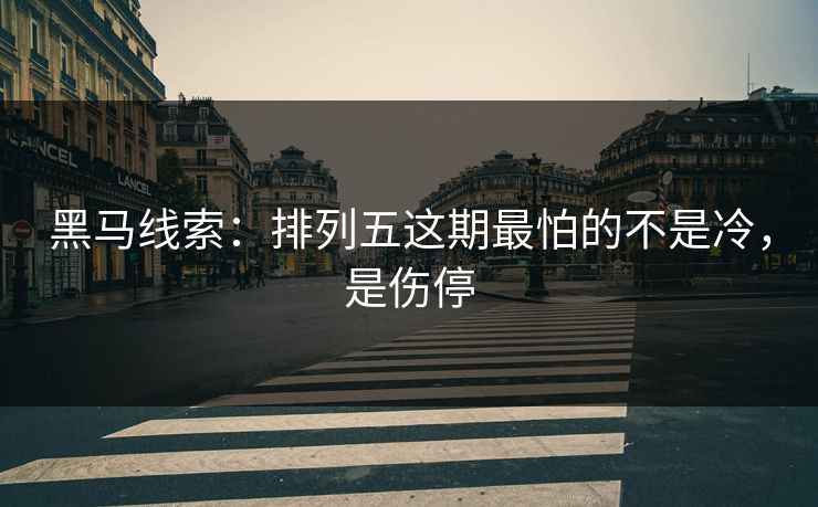 黑马线索：排列五这期最怕的不是冷，是伤停